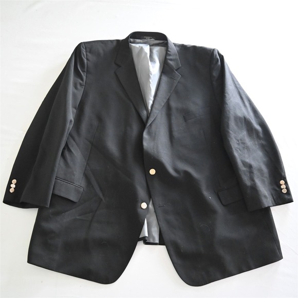 Petrocelli 58L Black Gold Button Wool Big Tall Mens Blazer‎ Sport Coat Jacket